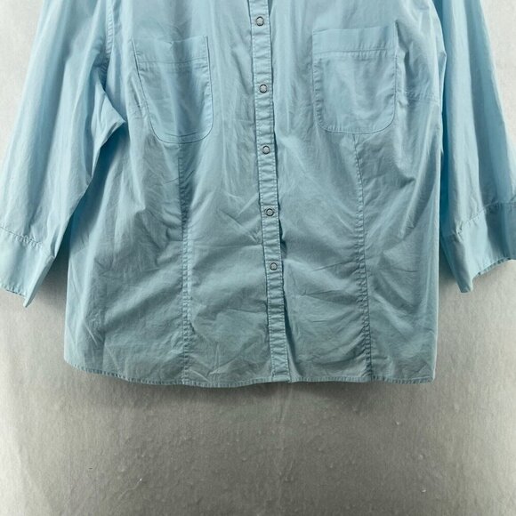 Style & Co Shirt Women's 22W Light Blue Collared 3/4 Sleeves Snap Button Stretch - Picture 6 of 10